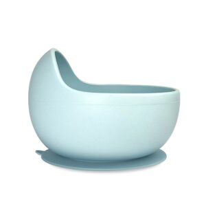 Curved Suction Bowl & Spoon Set - Duck Egg Blue