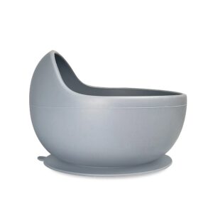 Curved Suction Bowl & Spoon Set - Pebble Grey