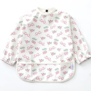 Long Sleeved Waterproof Bib -  Strawberry & Bow