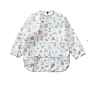 Long Sleeved Waterproof Bib - Christmas Blue