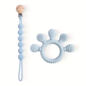 Sensory Teething Ring and Strap - Blue