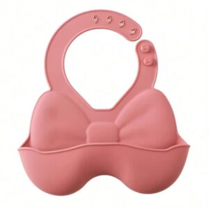 Bow Silicone Baby Bib - Rose
