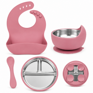 Dusky Rose Stainless Steel feeding set