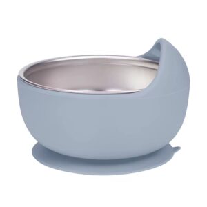 Dusky blue grey Suction bowl & spoon